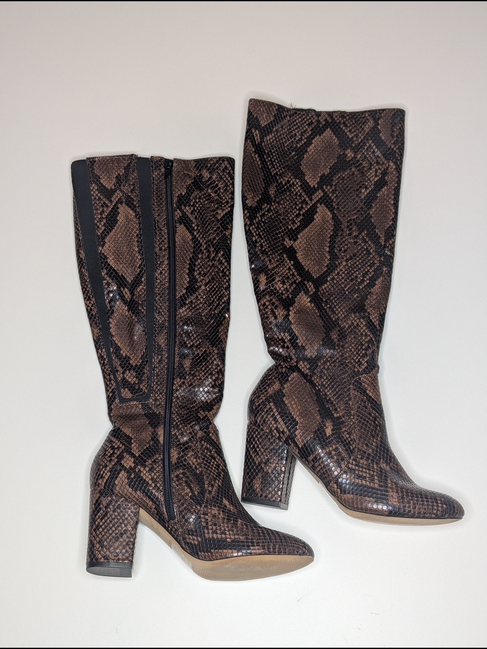 Women's Brown Snakeskin Knee Boots